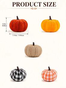Set 5 Buah Buatan Campuran, Dirancang untuk Hari Thanksgiving, Musim Panen, Halloween, Dekorasi Rumah Musim Gugur, Kombinasi Berbagai Bahan Kain Kotak-kotak, Gaya Pedesaan Amerika Klasik, Dekorasi Suasana Musim Gugur Serbaguna untuk Meja, Keranjang Bunga, Pajangan Jendela, Meja Makan, Bebas Perawatan dan Dapat Digunakan Kembali - beraneka warna - View 2