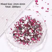 2mm-3mm-4mm-5mm-6mm Mixed Size 1440 Pieces/2000 Pieces/Pack Resin Rhinestone Color Non Heat Fixed Flat Back Adhesive Flash Foaming Rhinestone Jelly Beads For Mugs, Bottles, Rollers, Phone Cases, Handmade DIY Jewelry Accessories - Mixed Size - View 37