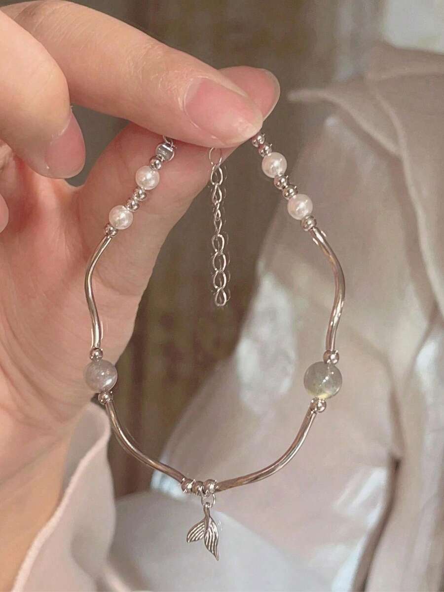 1pc Fish Tail Design Bracelet - Silver - View 1