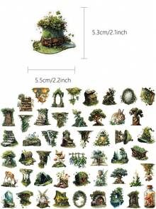 50pcs Forest Aesthetic Stickers DIY Planner Journal Scrapbook Notebook Laptop Water Bottle Waterproof Decorative Decals - 50pcs - View 10