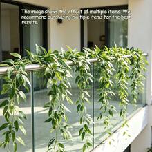 3 Packs Artificial Vines Faux Hanging Greenery Vines Green Leaf Garland Suitable For Garden Wedding Backdrops Party Home Decor Indoor Outdoor Window Box Planters Spring And Summer Decoration Hotel And Caf Accent Wall - Multicolor - View 2