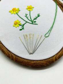 [Conjunto com 12 Peças] Presente de Natal Estilo Mori Vintage Conjunto de Bastidor de Bordado com Grão de Madeira, Oval 12*15cm/15*19cm com 10 Agulhas de Cauda Dourada, Ferramentas de Ponto Cruz Feitas à Mão, Adequado para Criação de Decoração de Parede - Design oval antigo + 10 alfinetes de ouro de três fios - Visão 7
