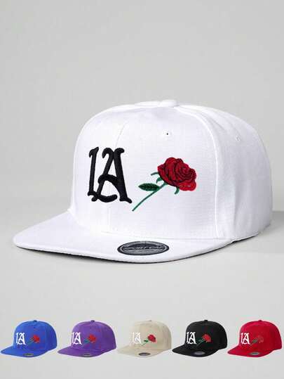 1pc Embroidered LA Angels Flat Brim Baseball Cap, Adjustable Outdoor Sun Protection Casual Hat, Suitable For Spring Autumn Travel Beach Vacation, Y2K Style For Young Men