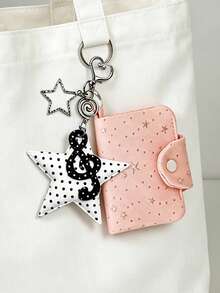 Star Coin Purse, Music Element Hanging Short Wallet, Headphone Storage Bag, Wave Keychain, Girl's Accessory, With Detachable Keychain - Multicolor - View 8