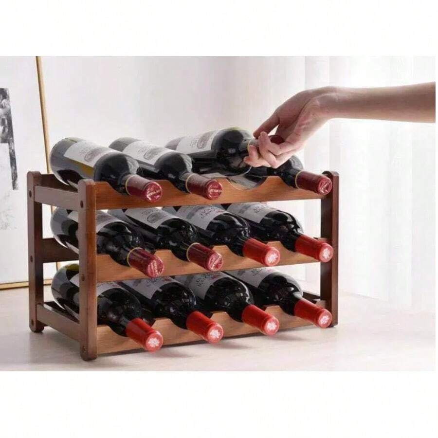 New PP Material Stacked Wine Rack Wine Rack European Style Red Wine Rack Fashionable Creative Wine Rack Display Piece - Redwood - View 1