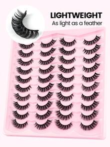MAANGE 20 Pairs Cat Eye Natural Cross-Over Cartoon Style False Eyelashes, Fox Eye Eyelashes, Elongated Eye Tail, Thick And Curly, Thin And Long Suitable For Daily Use Cartoon Eyelashes, Cat Eye Eyelashes, Strip Eyelashes Travel Essential, Gift For Friends - Multicolor - View 7