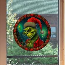 The Grinch 5 قطع ملصقات زجاجية تحذيرية مضادة للتصادم لعيد الميلاد، ملصقات زجاجية ملونة ثابتة قابلة للإزالة - متعدد الألوان - مشاهدة 6