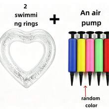 3/1pc Transparent Gold Sequin Heart Shaped Inflatable Swim Ring, Adult Heart Shaped Pool Float, PVC Material Inflatable Buoy, Transparent & Clear, Built-In Gold Glitter, Starry Sequins, Sparkling Glow, Dreamy Translucent, Hollow Heart Shape, Thickened Inflatable, Durable & Sturdy, Stable Buoyancy, Romantic & Exquisite, High-End Luxury Aesthetic, Atmospheric, Photogenic, Summer Vacation, Pool & Beach, Adult Large Size, Suitable For Pool, Beach Vacation Photo Props - Multiple Styles - View 9