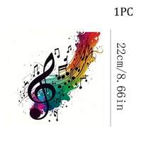 1/2/3pcs Rainbow Watercolor Treble Clef & Music Note Heat Transfer Iron-On Stickers, Colorful Musical Symbol Graffiti Decals For DIY Decoration On T-Shirts, Sweatshirts, Pillows, Fabric Bags - Multicolor - View 3