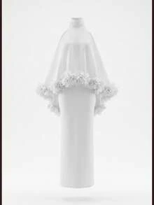 Modphy New Sequin Decor Long Sleeve Fitted Slit Maxi Dress, Elegant For Party, Formal Occasion, Wedding Guest, Prom White Fall - White - View 7