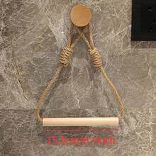 1/2pcs Rope Paper Towel Holder, Solid Wood Woven Towel Rack, Face Towel Storage Rack, No-Drill Creative Toilet Paper Holder, Elegant Practical Bathroom Toilet Paper Rack, Bathroom Accessories - Apricot - View 6