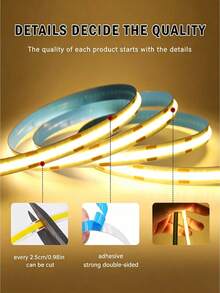 USB COB LED Light Strip With Touch Dimmer Switch, 5V Flexible Self-Adhesive LED Strip, Stepless Dimming Uniform No Spots, Cuttable TV Backlight Ambient Light, Suitable For Bedroom Cabinet Home Decor - COB - View 6