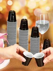 20pcs 2oz Small Cups - Mini 2oz Party Cups, Black Small Cups, Easter Wine Cups, Mini Liquor Cups, For Parties, Birthday Parties, Neon Cups, Beer Tasting, Snack Sample Tasting, Reusable - Black - View 6