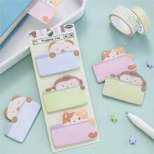 Cute Cartoon Animal Shaped Sticky Notes, Kawaii Self‑Adhesive Memo Pad, Planner Journal Decor School Stationery - Multicolor - View 4