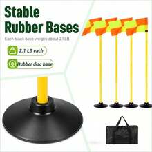 4 Set Soccer Corner Flags, 5 FT Adjustable Poles, Rubber Bases - Yellow - View 4