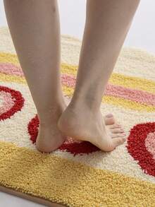 1pc Bathroom Floor Mat Carpet, Flocked Soft Touch, Cake Pattern, TPR Non-Slip Backing, Suitable For Kitchen, Outdoor, Indoor, Hallway, Bedroom, Living Room, Bedside, Machine Washable Easy To Clean, Autumn Bathroom Decor Rug - Multicolor - View 7