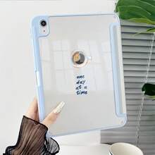 1pc Light Blue & Beige Vertical Striped Quote Print Protective Case, With Pen Slot, Multi-Angle Magnetic Stand, Auto Sleep/Wake Support, Tablet Protective Shell, Compatible With IPad PRO/AIR, Pad 5/6/7, MatePad - Multicolor - View 6