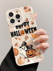 1pc Minimalist Personalized Halloween Pumpkin Ghost Slogan Pattern Off-White Pupil Full Coverage Anti-Drop Phone Case Compatible With IPhone 16 Pro Max/16/16 Pro/16 Plus/11/15/15 Pro/15 Pro Max/12/13/14 Pro Max/XS/XR/11 Pro/11 Pro Max/12 Pro/12 Pro Max/13 Pro/13 Pro Max/7 Plus/14 Pro/14 Pro Max/14 Plus/7 Plus/8 Plus/8/SE2/12 Mini/13 Mini Soft Shell Anti-Yellowing - Multicolor - View 2