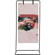 GLADNEY Höhenverstellbarer Hochzeits-Willkommensschild-Halter, Schwarzer Posterständer,Metall Staffelei Ständer Bodenstehend mit 4 Lederriemen, für Hochzeit Sitzplan Party Messe ,80 x 50 x 175 cm, bis 5 kg - Standard - Übersicht 1