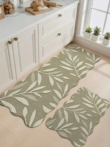 DAJIANG 1pc 3D Printed Woven Long Strip Rug, Leaf Pattern Vintage Khaki, Kitchen Rug, Long Hallway Rug, Floor Mat, Suitable For Bathroom, Kitchen, Outdoor Hallway, Bedroom, Living Room, Machine Washable Easy To Clean, Non-Slip Entryway Rug, Bedroom Autumn Decor Accessory - Multicolor - View 4