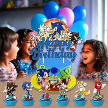Cartoon Cupcake Toppers, Anime Periphery Party Cake Toppers, Anime Figure Hedgehog Image For Birthday Party Decrotaions - View 2