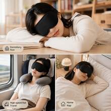 3D Contoured Sleep Eye Mask, Breathable Light Blocking Zero‑Pressure Eye Cover, Relieve Eye Fatigue Blindfold For Travel Nap Office Rest - A - View 2