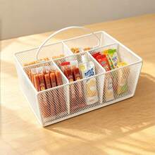 1pc Ironwork Storage Basket, Handheld Segmented Storage Bin, Desktop Snack Storage Box, Kitchen Utensil Storage Gadget, Utility Basket - View 5