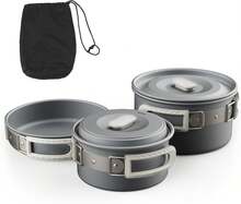 Outdoor Cookware Tableware Combo Set, Group‑Sized Cooking Pot Kit For Multi‑User, Practical For Camping, Hiking, Picnic And Barbecue Trips - 3-pack - View 8