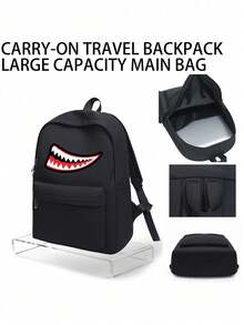Water-Resistant Stain-Resistant Nylon Backpack, Quick-Access Front Storage Pocket, Fits 14-Inch Laptop, Suitable For High School College Gothic Style Travel Weekend Errands - Multicolor - View 7