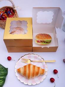 5pcs 4-Inch Basque Cheesecake Boxes For Wedding Season, Birthday White Cardboard Cupcake Boxes 15.2*15.2*7.7cm Paper Packaging Boxes For Daily Pastry, Ins Minimalist Muffin Boxes For Baking Packaging, Suitable For Cookies, Candies, Chocolates, Donuts, Halloween, Christmas Candy And Dessert Cake Boxes - Paper - View 7