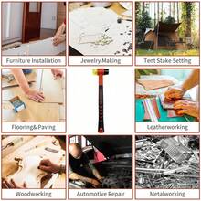 Double-Headed Rubber Mallet Soft Strike Non-Marking Hammer Tool With Steel Handle For Flooring, Tents, Furniture, DIY Crafts - Multi-color - View 11