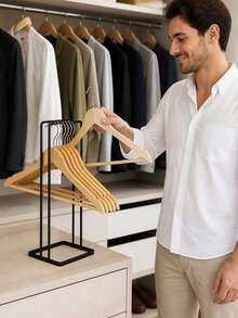 Large Capacity Hanger Stacking Rack, Detachable Hanger, Hanger Storage Rack, Metal Hanger Storage Rack, Space-Saving, Suitable For Velvet Hangers, Space-Saving Heavy Duty Hanger Rack, Freestanding Hanger Stacking Rack, Suitable For Home Laundry Room, Closet, Bedroom, Holiday Decor, Room Decor, Home Decor, Bedroom Decor. Hanger Storage Solution, Suitable For Housewives, Adults And Other Home Organizers, Housewarming, Back To School Season And Other Holiday Gifts - Multicolor - View 5