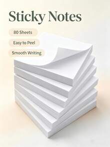 1pc Square Pure White Blank Sticky Notes, Memo Message Pads, Note-Taking Notepad, Smooth Writing Surface, Suitable For Back To School Classroom Key Points Recording, Christmas Holiday Message Writing, Halloween Theme Scrapbook Collage Decoration, Desktop Stationery Short Video Promotion - Multi-color - View 1