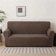 Leaf Stripe Elastic Couch Covers For Sectional, Washable Jacquard Fabric, Geometric Pattern Design, Easy Installation, Suitable For Home Decor, Suitable For 1-4 Person Seating Sofas In The Living Room For Protection - Coffee Brown - View 6