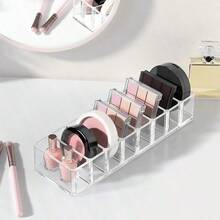 Clear Acrylic Multi-Compartment Makeup Organizer, Eyeshadow Palette Powder Blush Divider Storage Rack, Desktop Cosmetic Organizer - Multicolor - View 5