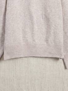 Women's Comfortable Knit Sweater, Soft Pullover, Red Stitch Collar, Casual Loose Warm Pullover, Suitable For Christmas And Holiday Street Wear - Apricot - View 7
