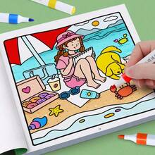 1pc Cute Cartoon Colouring Pages, Easy Thick Line Coloring Book, Preschool Tracing Drawing Book, Kindergarten Educational Painting Workbook, Simple Line Art Sketch Book, Stress Relief Kid Activity Book - Multicolor Random - View 6