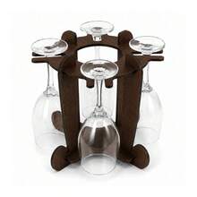 Adega de Vinho com Suporte para 4 Taças em MDF 4 mm Várias Cores para Bancada Mesa Jantar Festa e Presente - Café - Visão 8