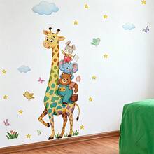 1/2pcs Cartoon Giraffe Animal Wall Stickers, Removable Peel And Stick Vinyl Wall Decals For Classroom Children's Room, DIY Waterproof Home Decor Mural Art - Giraffe Wall Decal - View 6