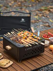 CAMEL CROWN Portable Mini Drawer Fire Pit For Home Tea Boiling & Barbecue, All-In-One BBQ Grill Set, Square Outdoor Charcoal Stove - Black - View 6