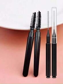 Portable Spiral Eyebrow Brush & Eyelash Comb With Dust-Proof Cap, Mini Brush For Travel Or Daily Use - Black - View 4
