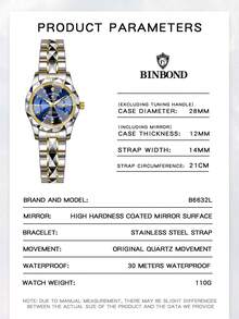BINBOND Top Brand Fashion Women Quartz Watch Luxury Waterproof Watches Week Date Clock Sport Casual Busines Women Wristwatch - one-size - View 10