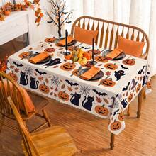 1pc Halloween Pumpkin Bat Spider Web Print Rectangular Tablecloth, Suitable For Holiday, Party, Birthday, Dinner, Restaurant Table Decoration, Halloween Home Autumn/Winter Decor - A - View 8