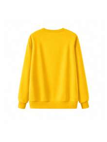 Japanese Style Lazy Star & Letter Print Loose Crew Neck Sweatshirt For Women, Autumn/Winter Casual Versatile Streetwear Top - Yellow - View 9