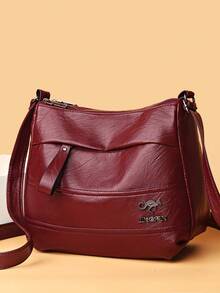 1pc Fashionable Retro Solid Color Soft Multi-Layer Crossbody Bag, Portable And Lightweight, Adjustable Shoulder Strap, Versatile Shoulder Bag For Shopping - Multi-color - View 11
