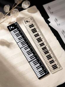 1pc Piano Key Pattern Straight Ruler, 15cm Musical Note Measuring Ruler For Music Student Stationery Gift - Color Style Randomized - View 4