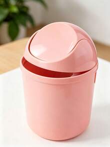 Plastic Mini Trash Can With Swing Lid, Mini Desktop Trash Can, Suitable For Office, Kitchen, Vanity, Bedroom, Bathroom - Multicolor - View 4