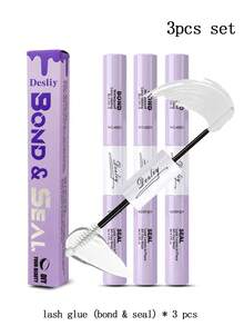 Lem Ekstensi Bulu Mata Desliy, Perekat Bulu Mata Transparan Tahan Air 10ml, Kuat dan Tahan Lama 72 Jam, Bebas Lateks dan Formaldehida, Tanpa Residu Putih, Ekstensi Bulu Mata DIY Tampilan Alami - Mauve Purple - View 9