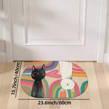 1pc Oval Flannel Door Mat, Soft Comfortable Absorbent Non-Slip Machine Washable With Backing, Suitable For Entrance, Living Room, Yard, Bedroom, Kitchen, Laundry Room, Bathroom, Multi-Functional Home Floor Mat, Entryway Mat, Kitchen Bathroom Carpet, Holiday Decoration - Multicolor - View 13
