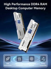 EAGET DDR4 Memory 32GB Kit (2x16GB) @Command:16GB Kit (2x8GB), Desktop Memory 3200MHz DDR4 Gaming Memory AMD Desktop Computer Memory, Aluminum Alloy Shell Heat Dissipation Silicone Dual Heat Sink - View 3